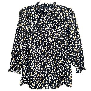 Black with White and Gold Polka Dots Blouse